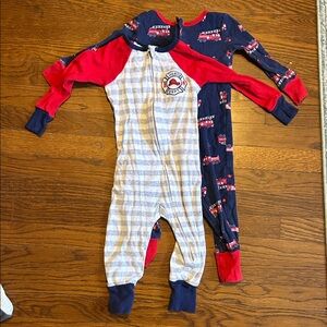 Kids Headquarters Firetruck One Piece Footies - Red and Blue